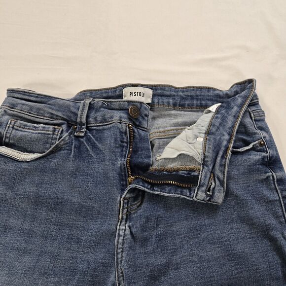 Pistola Women Jeans 28 Tapered Ankle Mid Rise Skinny Slit Hem Distressed Stretch - Picture 12 of 15